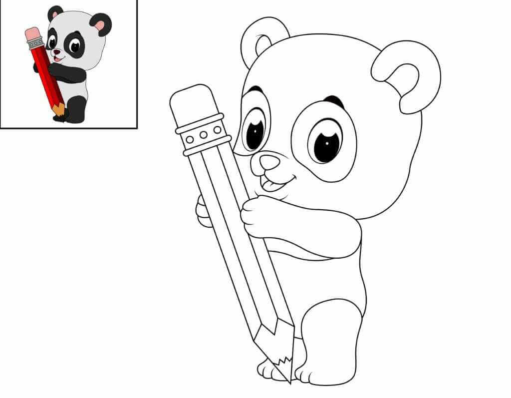 Omalovánka Panda s pastelkou