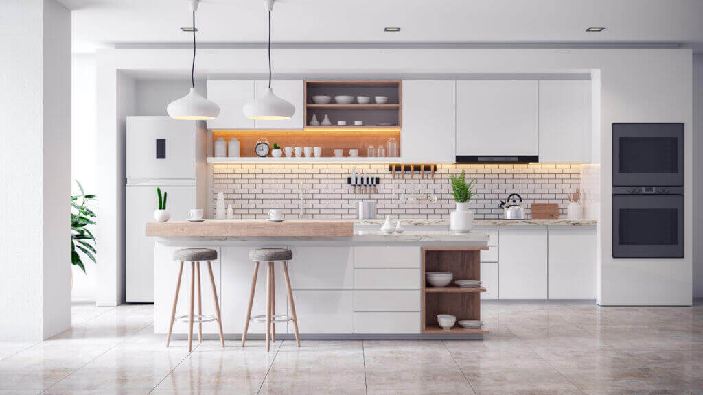 Co nesmí chybět v kuchyni? cozy modern kitchen white room interior