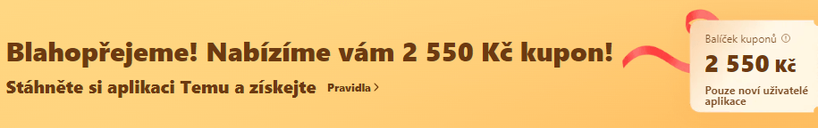 Temu slevove kupony 2550 Kc